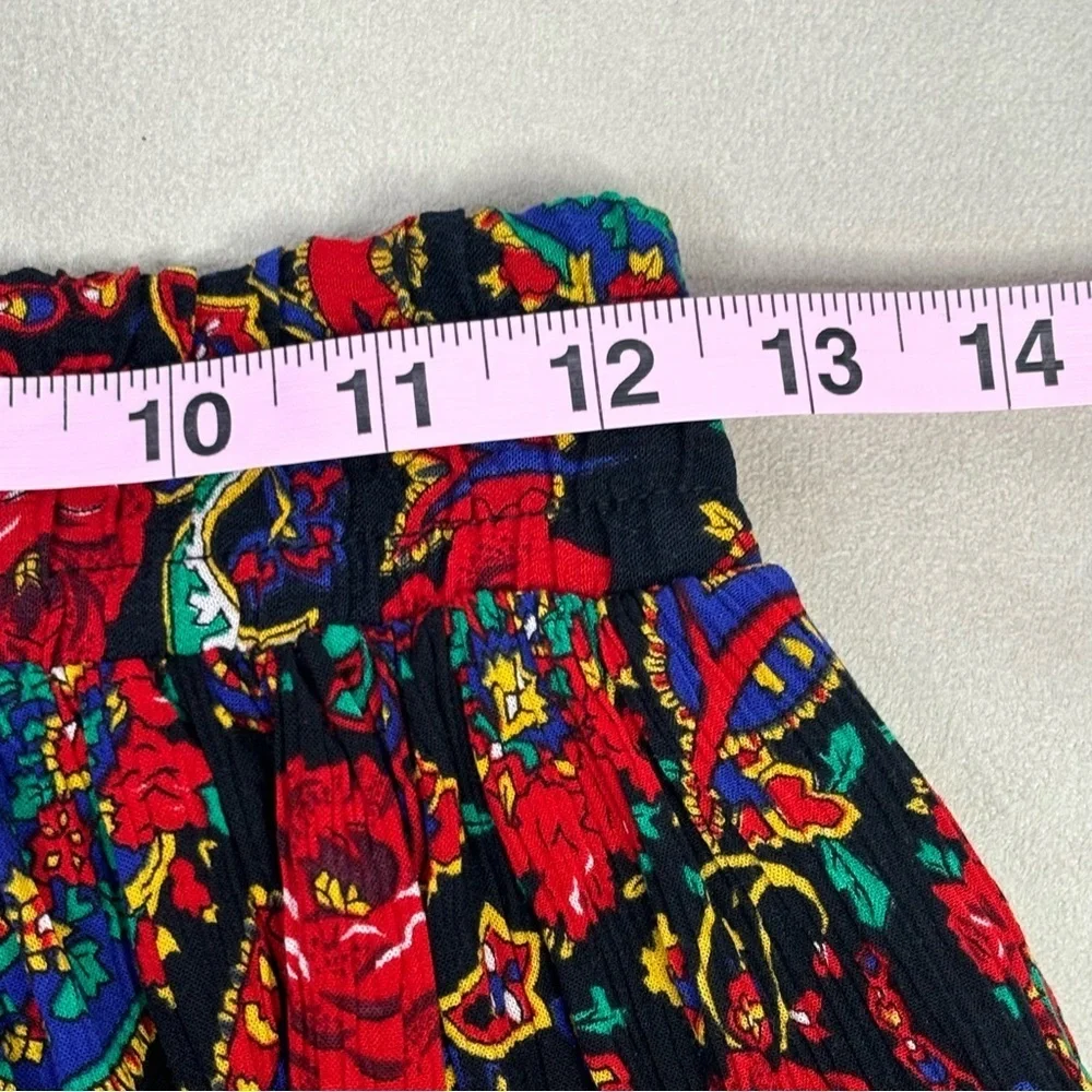 Vintage 1990s Chaus Midi Skirt Elastic Gathered‎ Waist Paisley Print Size Small